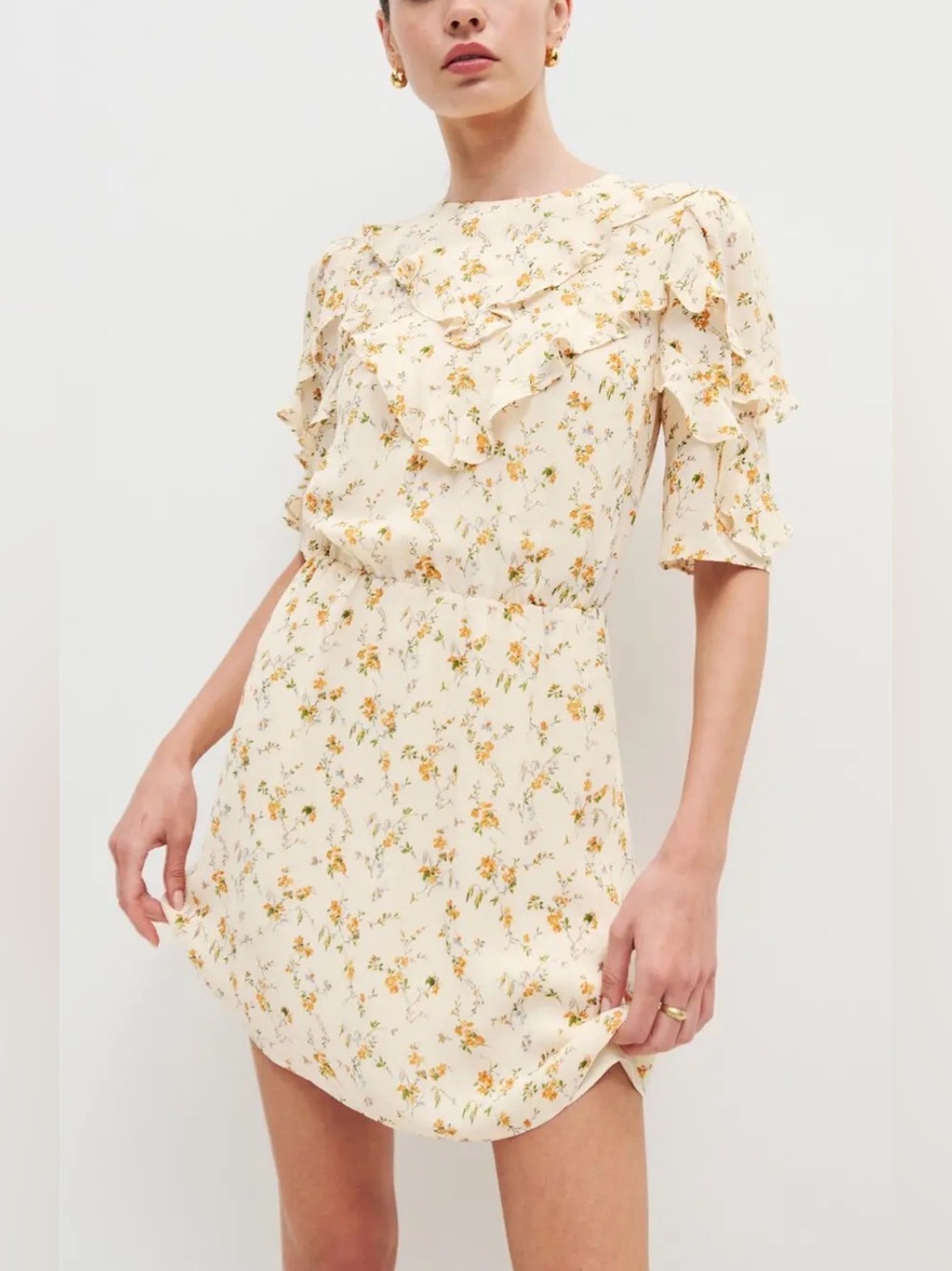 NWT Reformation Malachi Floral Mini Dress in Julius Cream